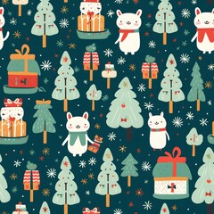 Christmas Seamless tile pattern gift wrap background design