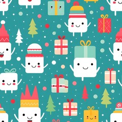 Christmas Seamless tile pattern gift wrap background design