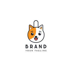 The combination of shopping bag and dog Logo Symbol Design Symbol Template Flat Style Vector Illustration