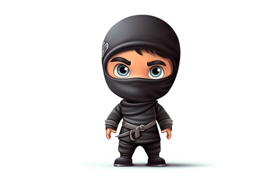 a cartoon character wearing a black ninja garment