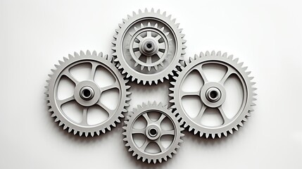 a group of gears on a white background - obrazy, fototapety, plakaty