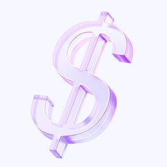 dollar icon with colorful gradient. 3d rendering illustration for graphic design, ui ux design, presentation or background . shape with glass effect