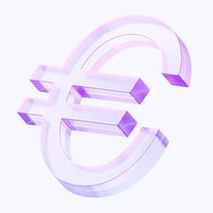 euro icon with colorful gradient. 3d rendering illustration for graphic design, ui ux design, presentation or background . shape with glass effect