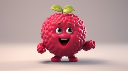 Cute Cartoon Raspberry Character hd.Generative AI