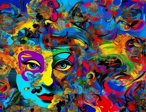 Vibrant colors, beautiful wallpaper illustration inspired by famous artist, generative AI © Murat