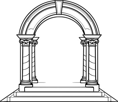 recommend clip art: Wedding Arch Sketch Vintage Outline Icon in Hand-drawn Style