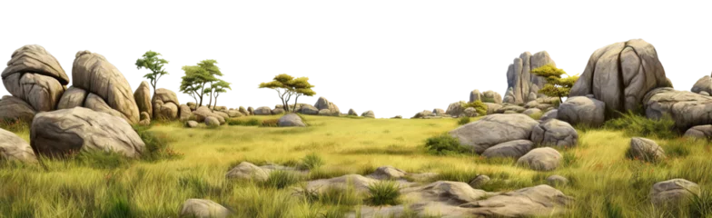  Savanna with faded grass and rocks, cut out © Yeti Studio