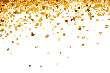 Golden confetti with transparent background. Celebration and party concept.