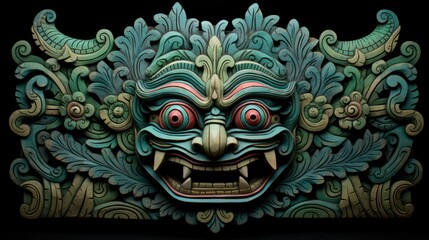 Naklejka premium Traditional wood carving art is detailed and has high historical value. Sculpture statue wood carving culture
