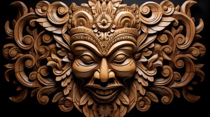 Traditional wood carving art is detailed and has high historical value. Sculpture statue wood carving culture