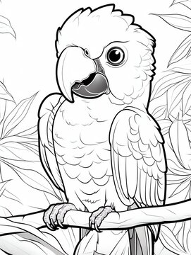 a coloring page of a bird
