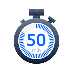 50 min timer and Stopwatch icons. Countdown symbol. Kitchen timer icon. Vector illustration