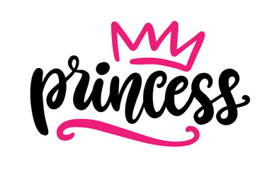 Princess hand written lettering. Little girl word