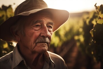 shot of a farmer in his vineyard