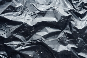 Texture of crumpled black plastic