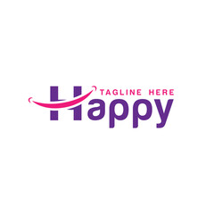 Happy typography wordmark logo lettering design concept