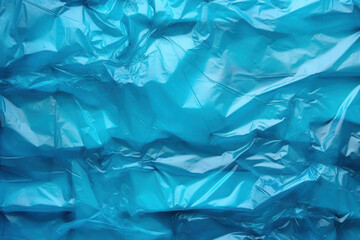 Texture of crumpled blue plastic