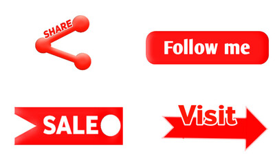 Sale sticker follow me sticker share Stick icon and visit sticker 