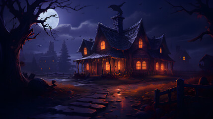 Fototapeta na wymiar Halloween creepy hunted house