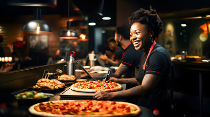 An African-American employee of a pizzeria