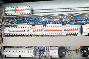 Electrical wiring of the electrical cable and the distribution board in the control panel board