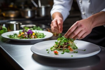 Obraz na płótnie Canvas chef plating a low-calorie vegetarian dish