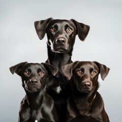 group of dogs on plain background