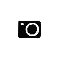 Photo camera icon. Simple style photo exhibition poster background symbol. Photographer studio brand logo design element. Gallery button. Photo camera t-shirt printing. Vector for sticker.