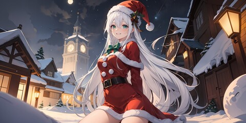 Christmas Cute Girl. High Quality Illustration
