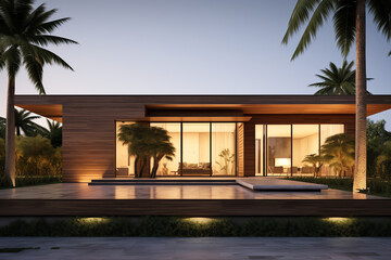 Exterior of beautiful modern minimal cubic house style, luxury residential architecture