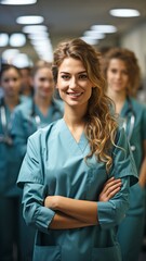 Fototapeta premium As a cohesive team, the medical staff provides professional healthcare services and serves as hospital leadership. Successful medical care is the result of teamwork..