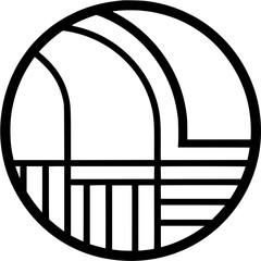 Simple Round Geometric Stained Glass Vintage Outline Icon in Hand-drawn Style