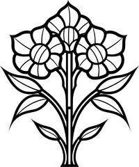 Stained Glass Flowers Vintage Outline Icon in Hand-drawn Style