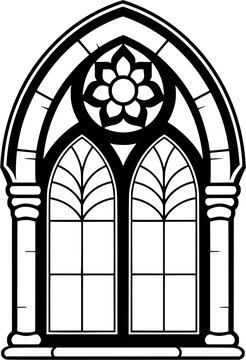Stained Glass Window Vintage Outline Icon in Hand-drawn Style
