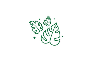 MobileMonstera line logo design symbol vector