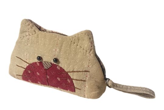 Handmade cat bag isolated on white background. Clipping path included.