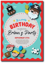 Birthday party pirates invitation
