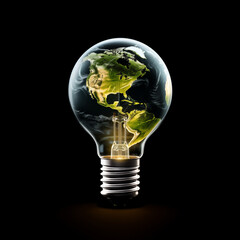 Eco Friendly Light Bulb with Globe World Map inside for Energy Saving Concept