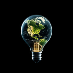 Eco Friendly Light Bulb with Globe World Map inside for Energy Saving Concept