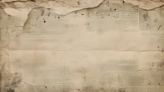 Vintage Old Newsprint Paper With Grunge Texture Background 