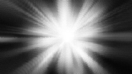 Vector halftone sun-ray background. Retro style abstract sunburst design.