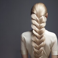 blond hair braid hairstyle from behind - obrazy, fototapety, plakaty