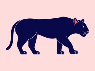 Panther. Vector illustration of a panther in flat style. Minimalism. Simple smooth shapes.