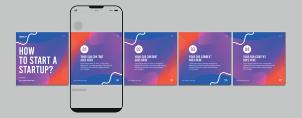 Set of Linkedin Carousel Post, editable social media Instagram carousel post, modern and creative business carousel post template, eps 10. © Graphaxil