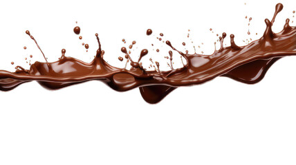 Pouring chocolate dripping white background.