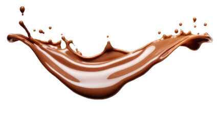 Pouring chocolate dripping white background. - obrazy, fototapety, plakaty