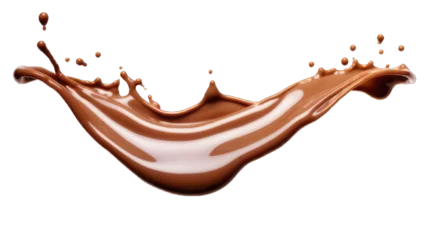 Selbstklebende Fototapeten Pouring chocolate dripping white background. © morepiixel