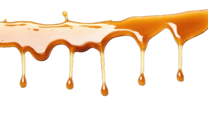 Fotobehang Melted caramel, delicious caramel sauce or maple syrup swirl isolated on white background. © morepiixel