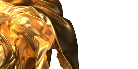 Golden Folds: Abstract 3D Gold Cloth Illustration with Mesmerizing Texture