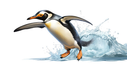 The penguin isolated on transparent background - obrazy, fototapety, plakaty